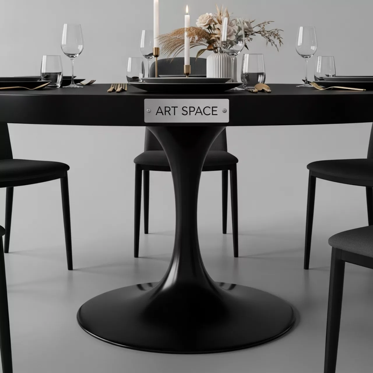 Аренда Стол Tulip черный диаметр 120 см на Сочи Автодроме — ART SPACE