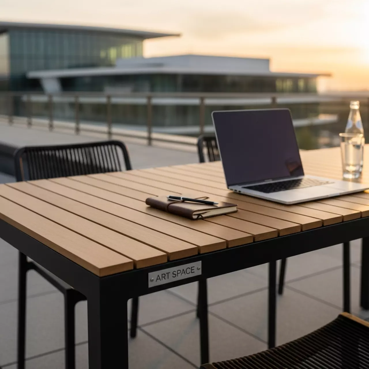 Аренда Стол уличный из реек Лидер 1 черный шампань 1200х800 в Radisson Blu Resort & Congress Centre — ART SPACE