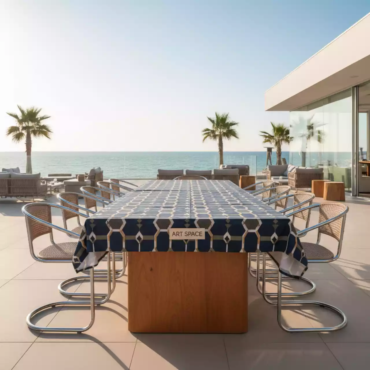 Аренда Стол уличный прямоугольный 150х75 см влагостойкая фанера в пляжном клубе Del Mar — ART SPACE