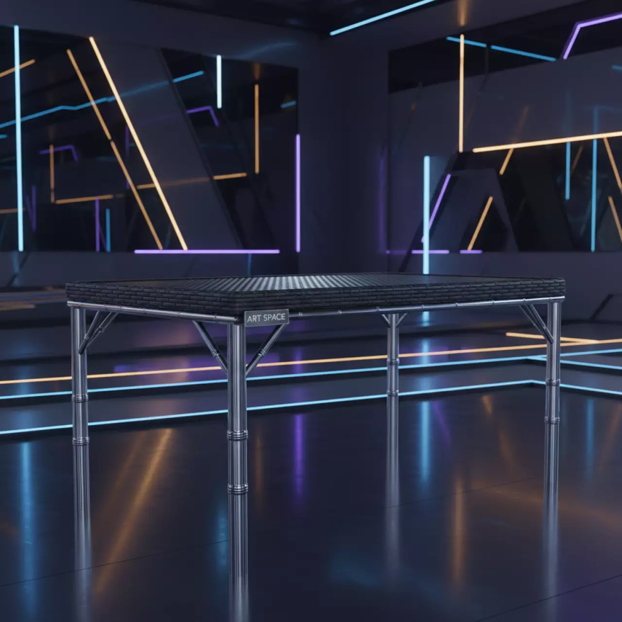 Аренда Стол уличный прямоугольный БАМБУК BAMBOO литой алюминий искусственный ротанг 80х120 см в банкетном зале «Дельфин» — ART SPACE