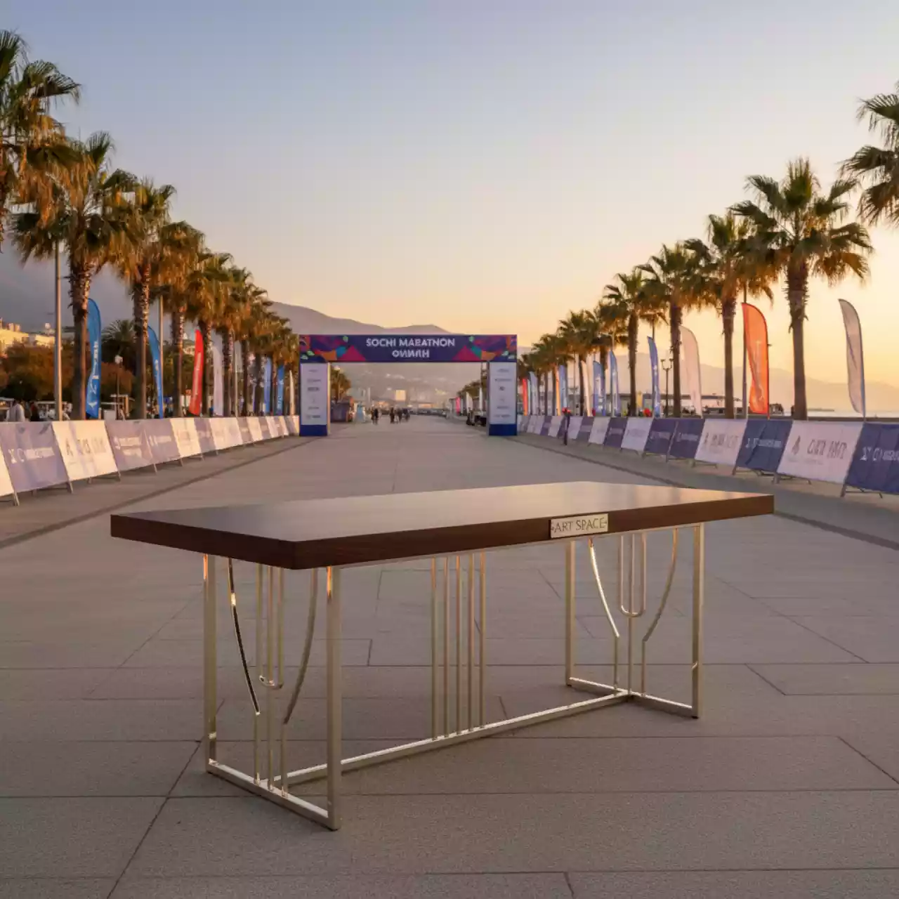 Аренда Стол венге каркас шампань Лидер 2 1800х800 на Имеретинской набережной — ART SPACE