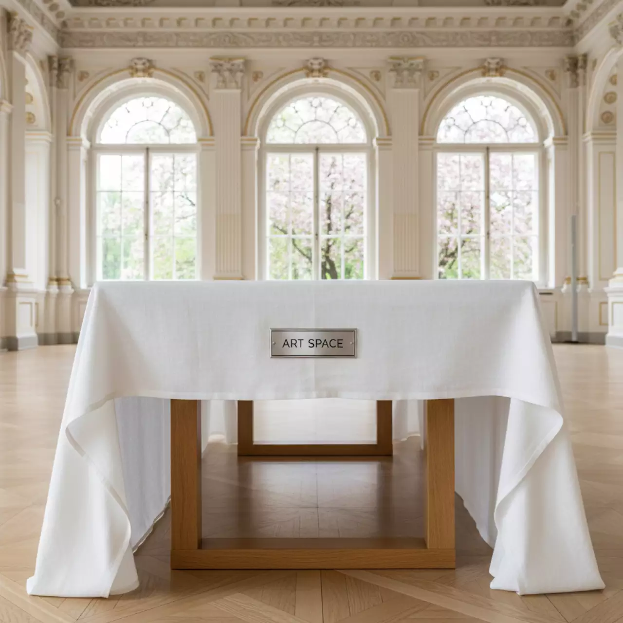 Аренда Стол White cloth 120x60 в усадьбе Голицына — ART SPACE