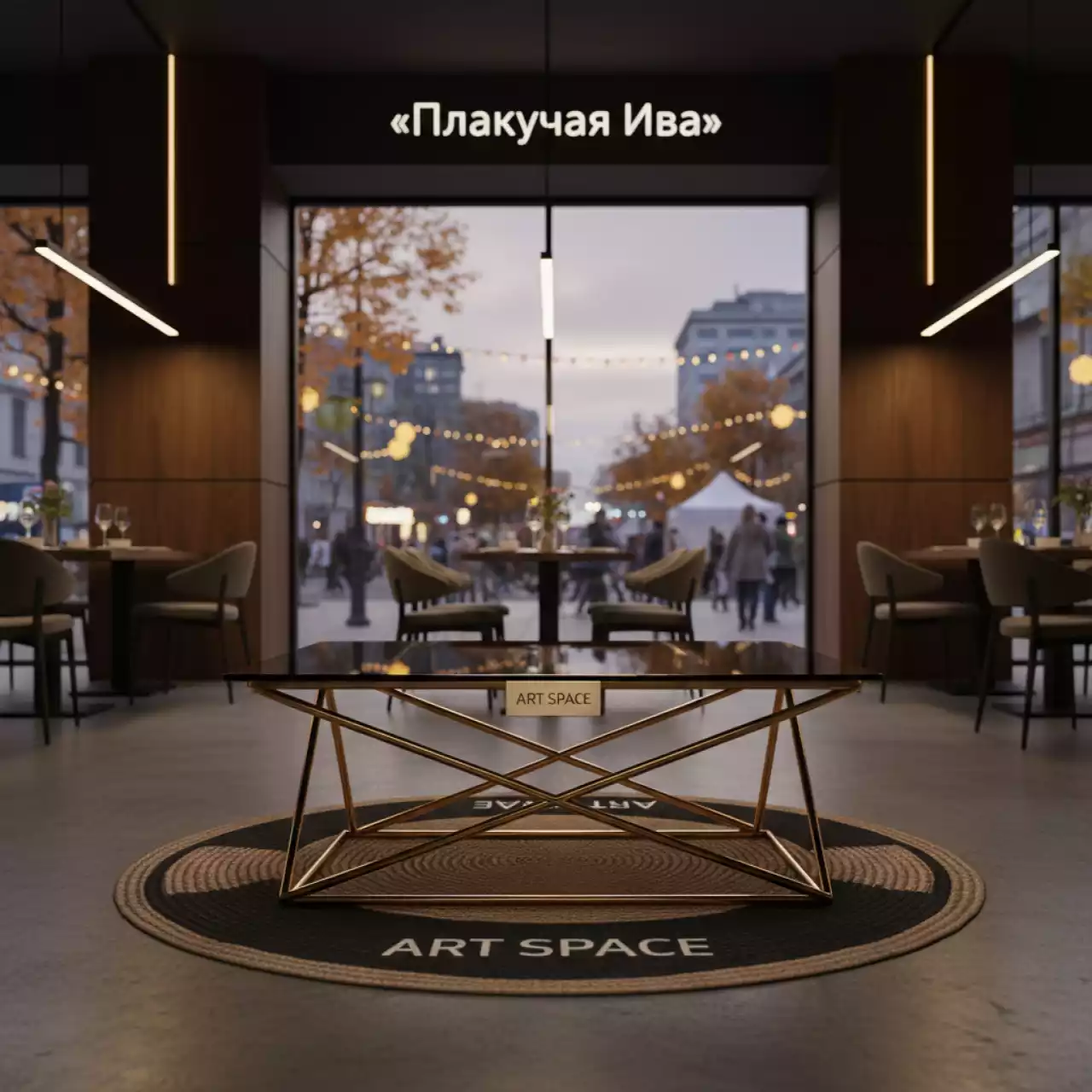 Аренда Стол журнальный Andrea Gold Black в ресторане «Плакучая Ива» — ART SPACE