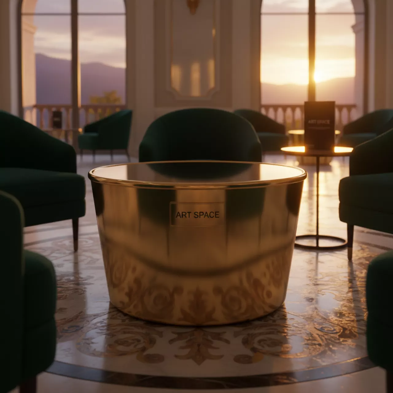 Аренда Стол журнальный barrel table gold в Гранд Отель Сочи — ART SPACE