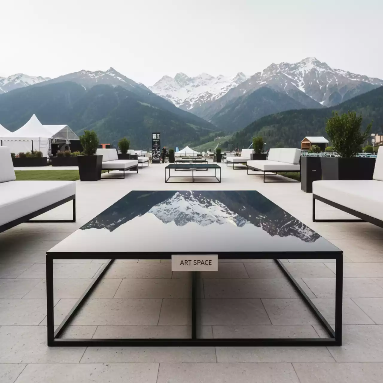 Аренда Стол журнальный black glass черный на курорте «Газпром» (Альпика) — ART SPACE