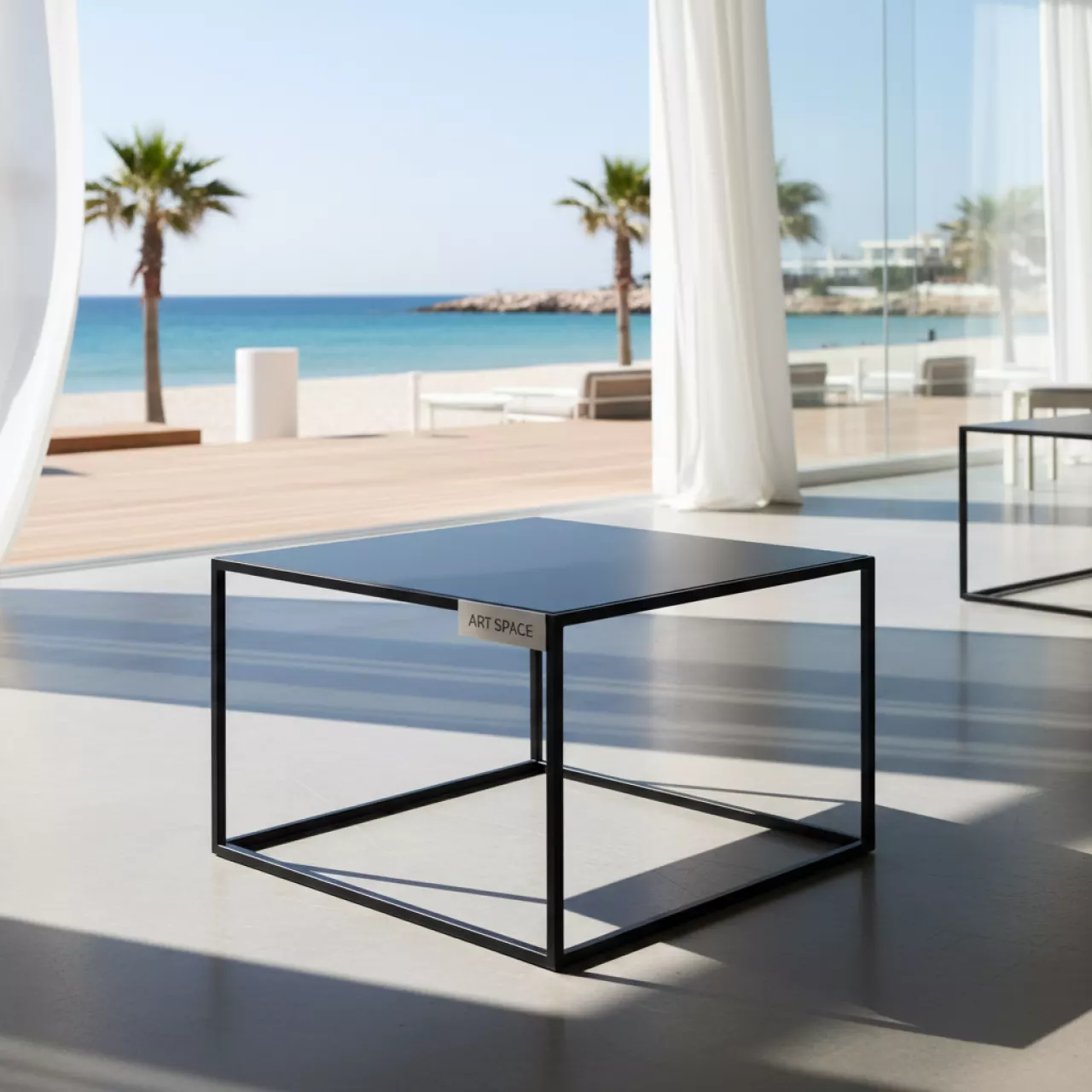 Аренда Стол журнальный Cube Black 60x60 в пляжном клубе Del Mar — ART SPACE