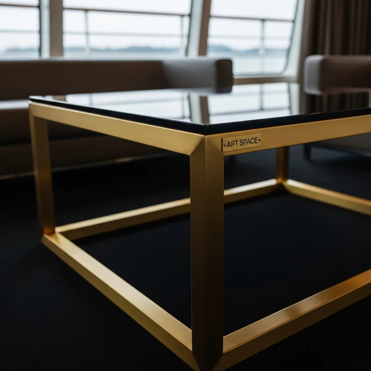 Аренда Стол журнальный cube gold & black на теплоходе «Дагомыс» — ART SPACE