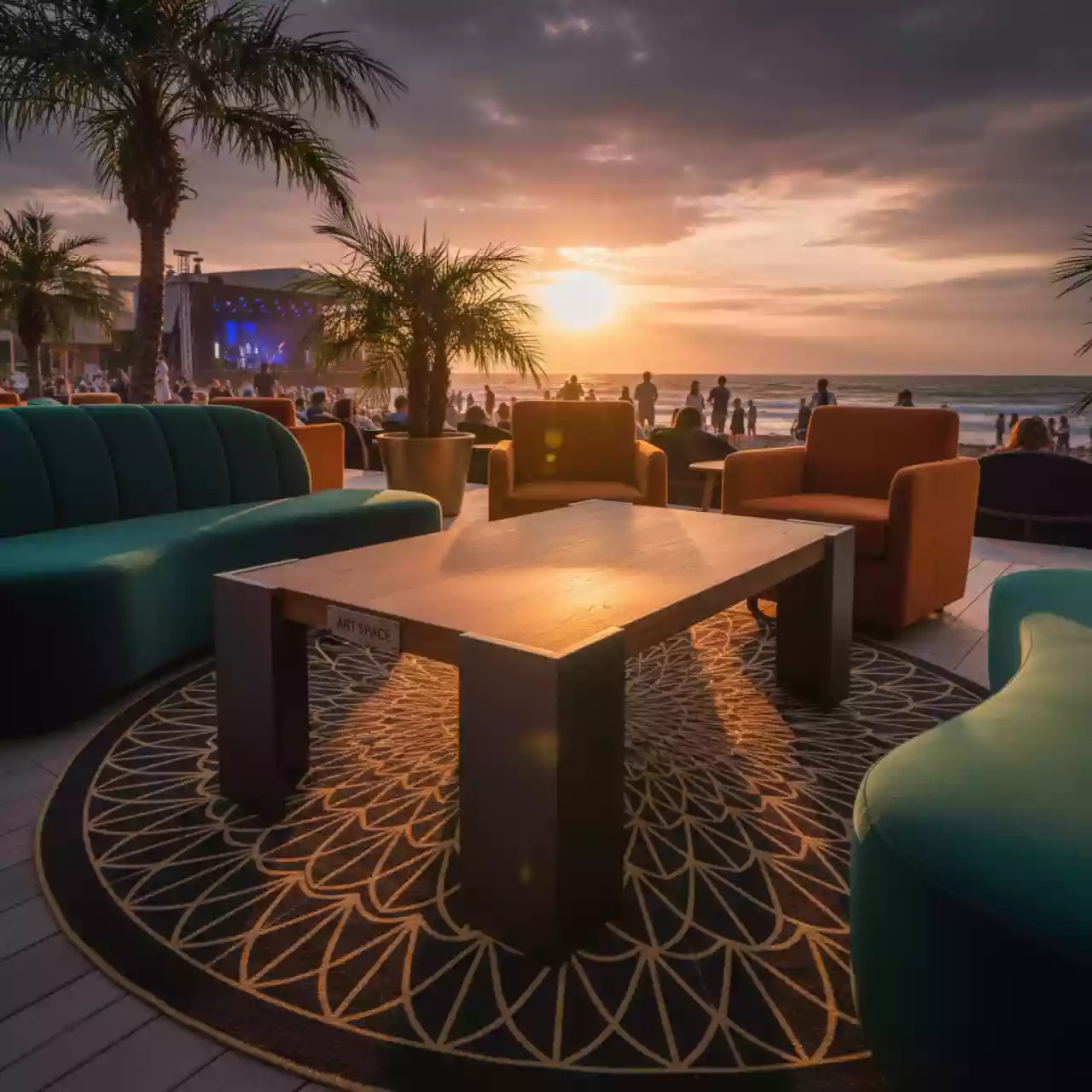 Аренда Стол журнальный Cube Graphite столешница дерево на пляже «Мандарин» — ART SPACE