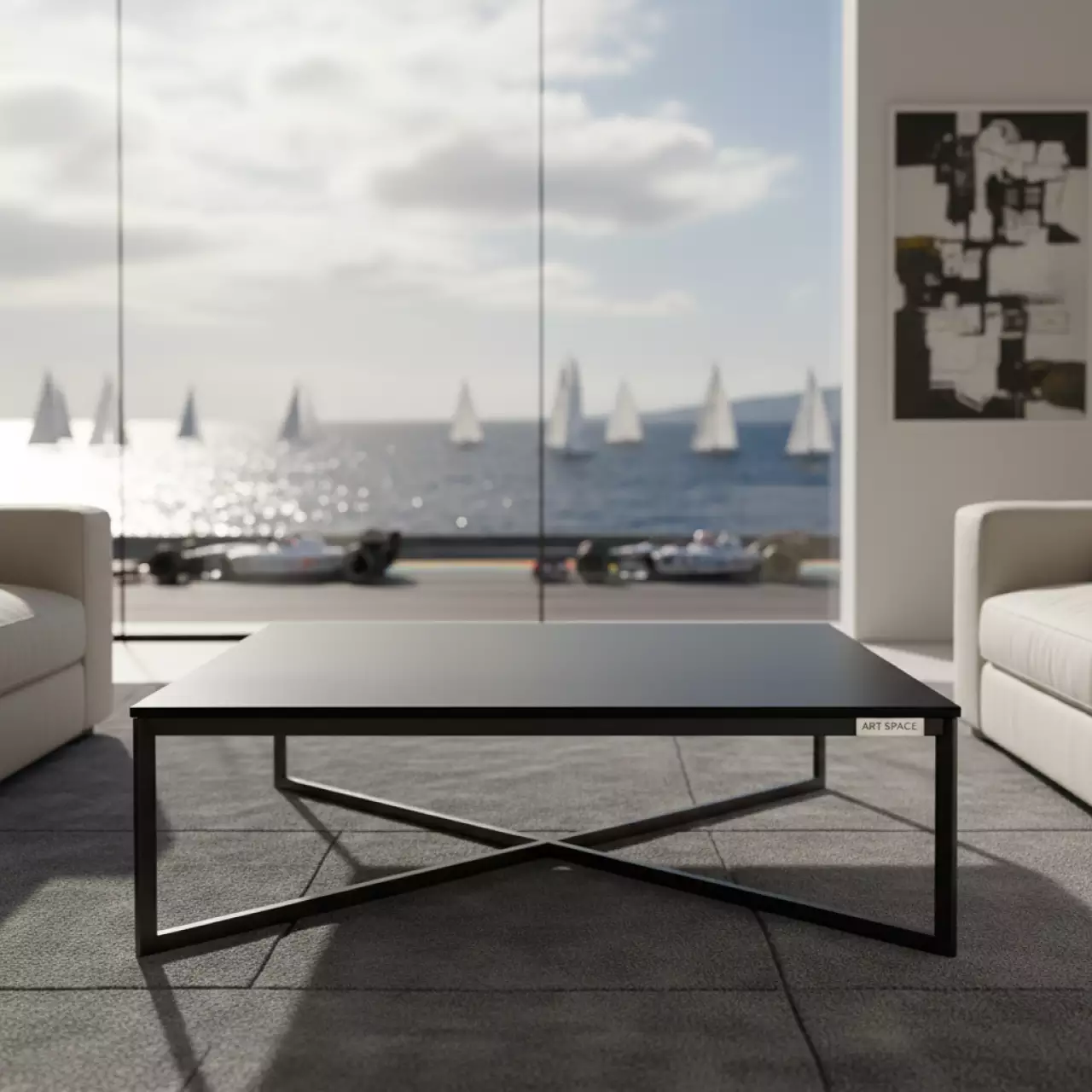 Аренда Стол журнальный Cube Loft черный на парусной регате (Сочи) — ART SPACE