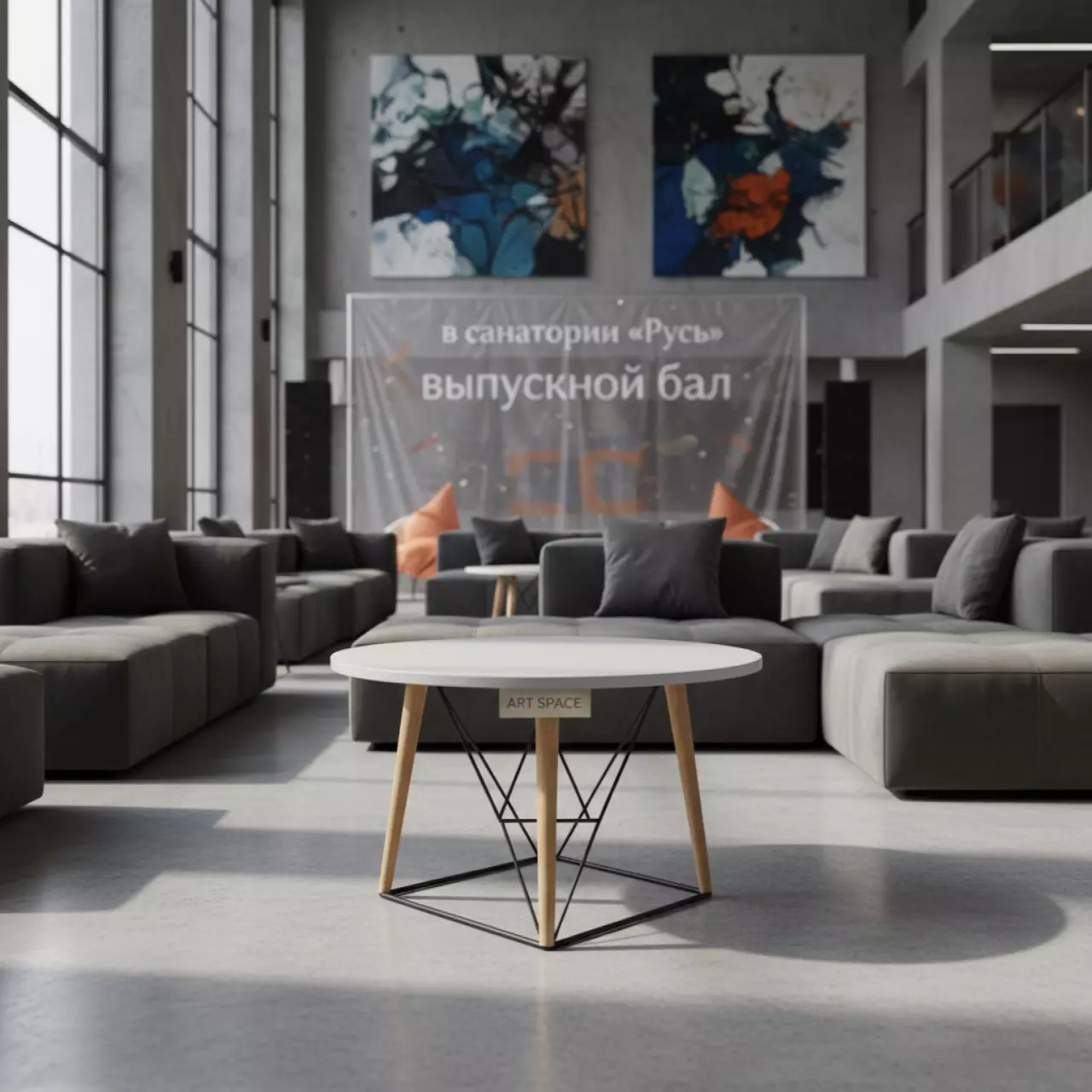 Аренда Стол журнальный Eames Wood d 60 в санатории «Русь» — ART SPACE