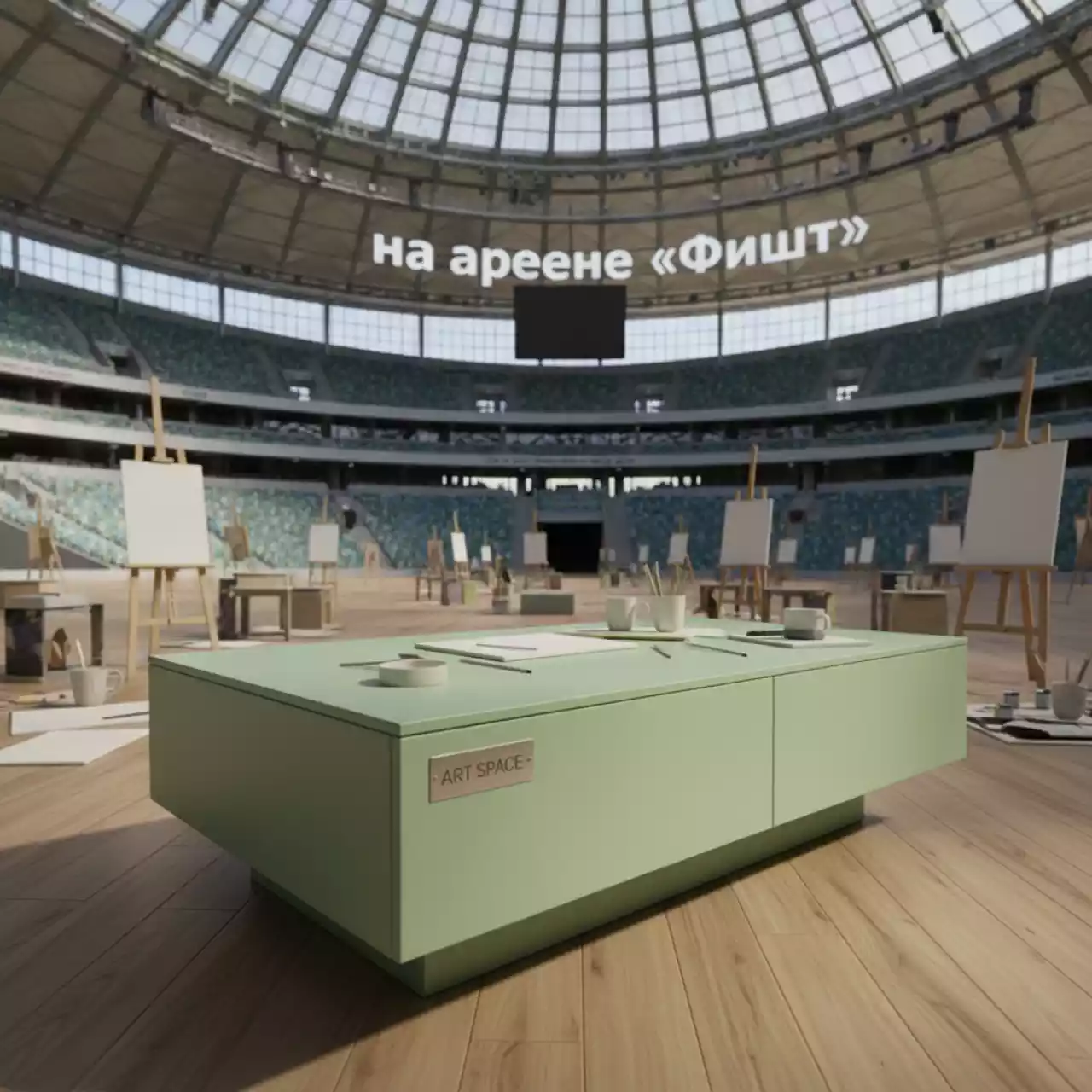 Аренда Стол журнальный Granary светло зеленый на арене «Фишт» — ART SPACE