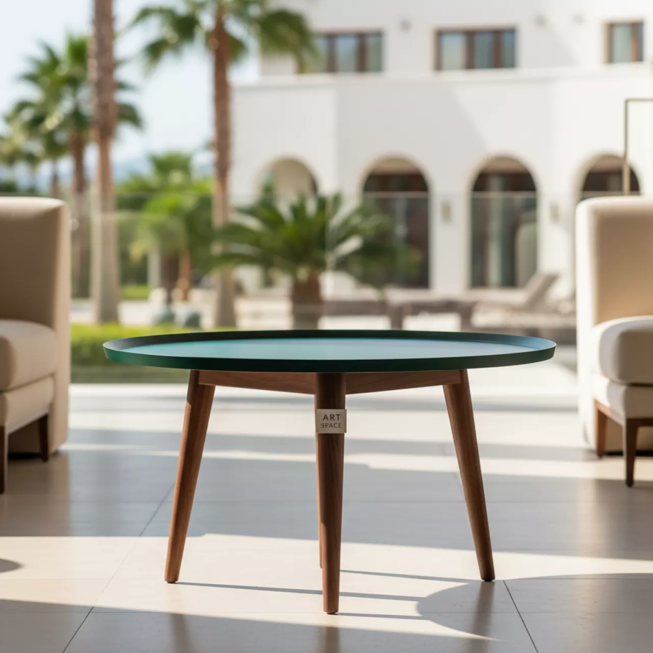 Аренда Стол журнальный Классик с зеленой столешницей в Grand Karat Sochi — ART SPACE