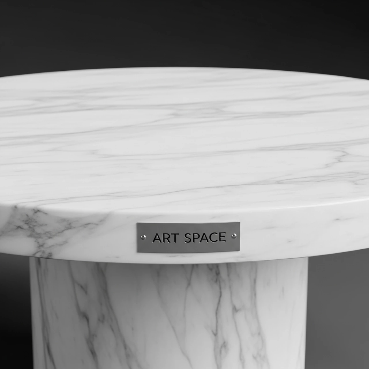 Аренда Стол журнальный круглый белый мрамор 55х55 см высота 55 см на пляже «Мандарин» — ART SPACE