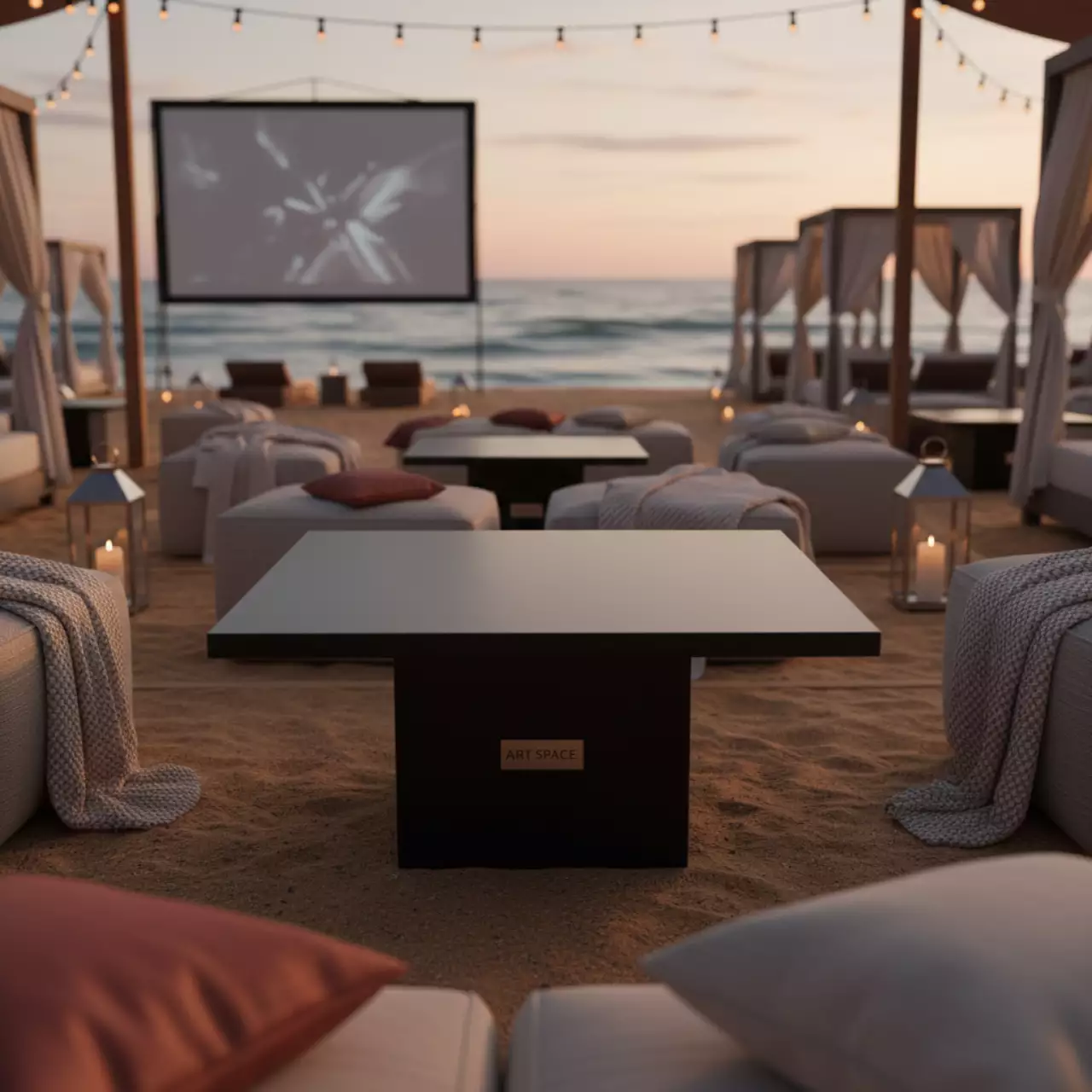 Аренда Стол журнальный Лакк 55x55 черный в пляжном комплексе VinoGrad — ART SPACE