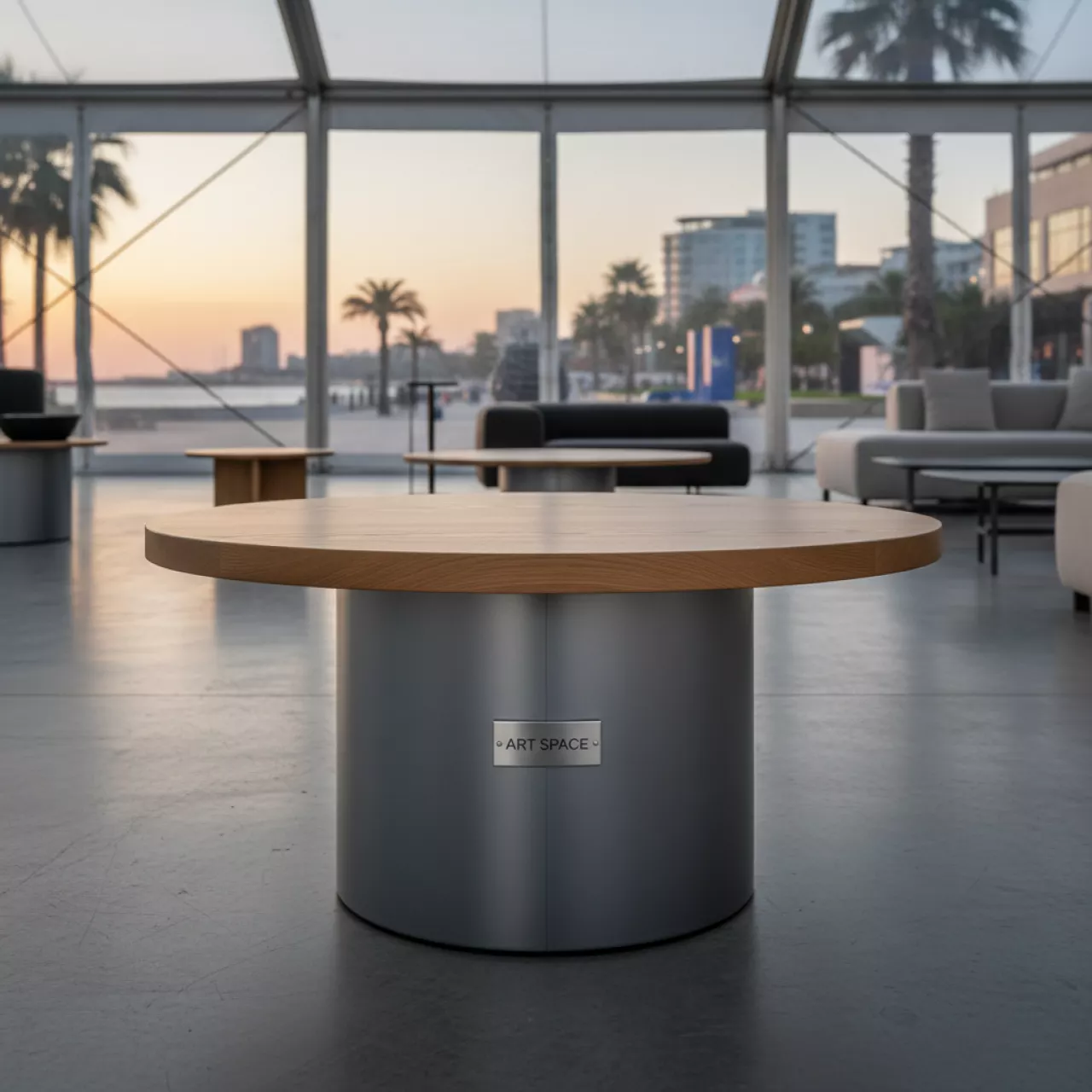 Аренда Стол журнальный Oak D 40 Al PER Ral7024Mua на Имеретинской набережной — ART SPACE