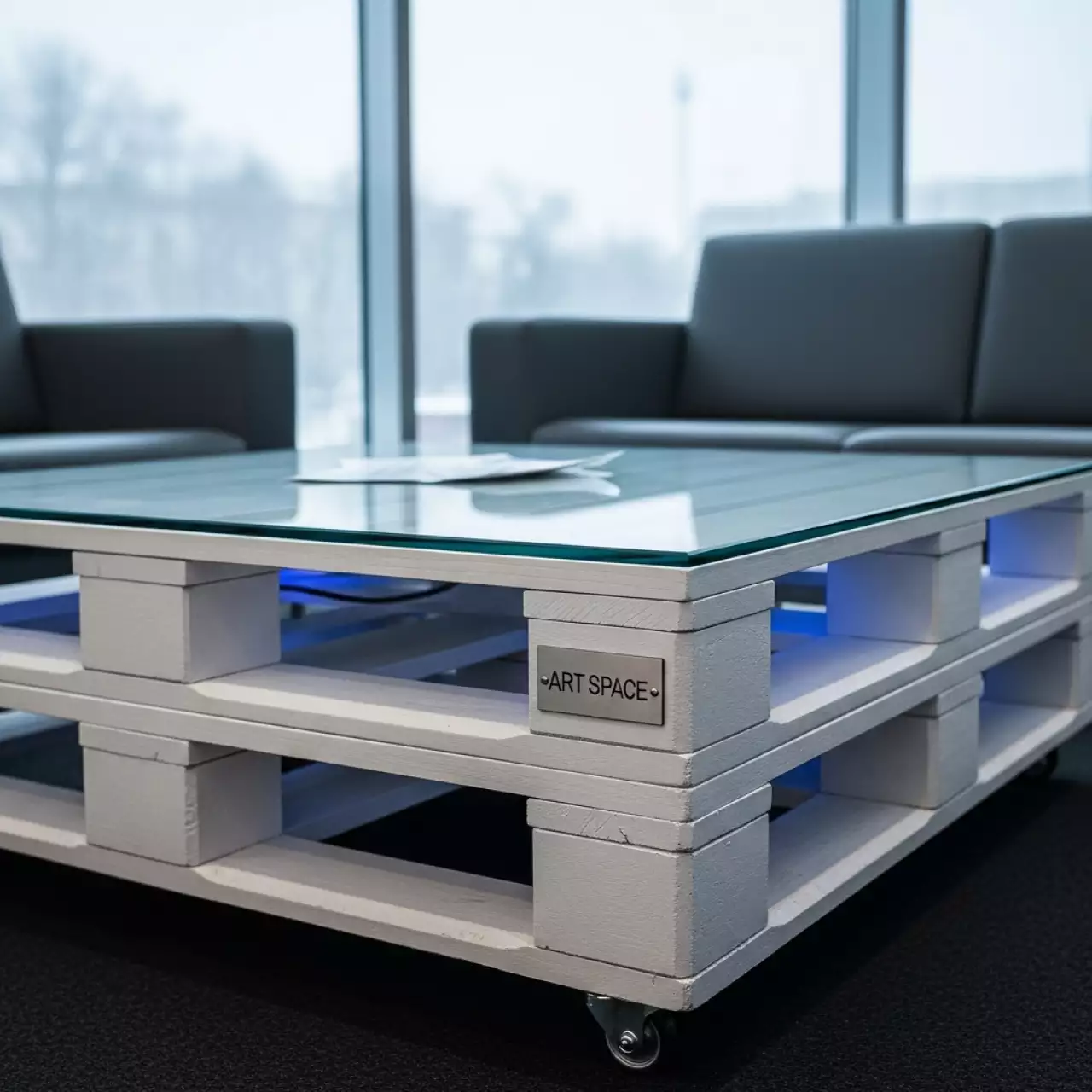 Аренда Стол журнальный паллетный белый в отеле Radisson Lazurnaya — ART SPACE