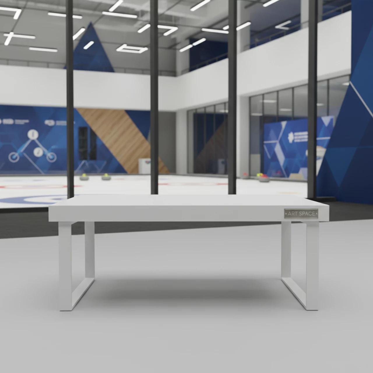 Аренда Стол журнальный прямоугольный белый с белыми ножками 90х55 см высота 40 см в Керлинговом центре «Ледяной куб» — ART SPACE