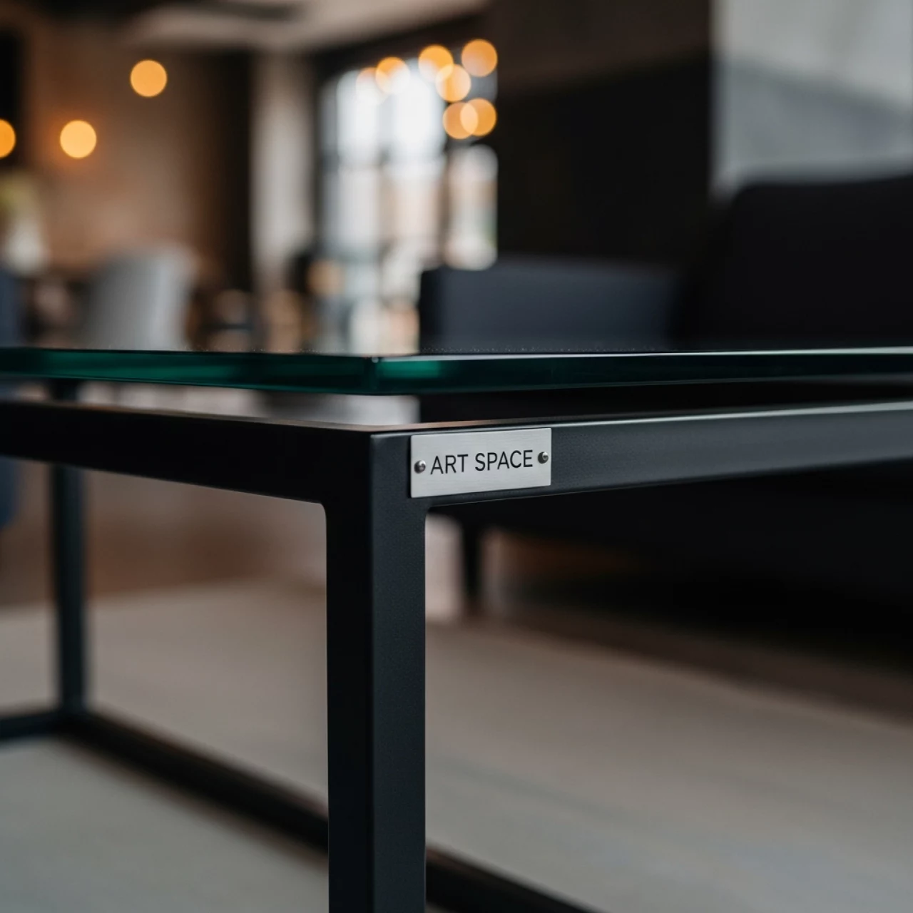 Аренда Стол журнальный со стеклом черный прямоугольный 118х59 см в Mercure Сочи Центр — ART SPACE