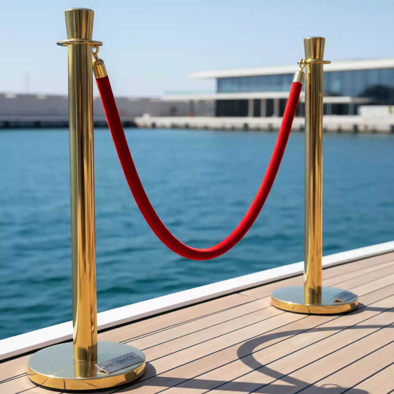 Аренда Столб ограничительный с канатом золотой 1500х1000 на VIP-яхте (Имеретинский порт) — ART SPACE