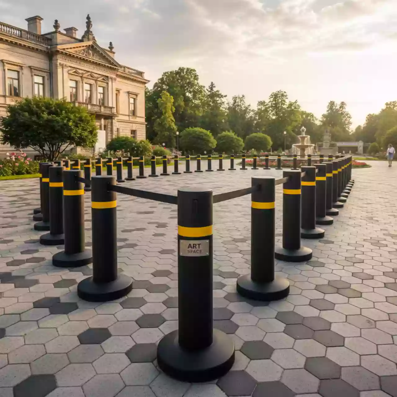 Аренда Столбик оградительный barrier черный желтый на вилле «Анна» — ART SPACE