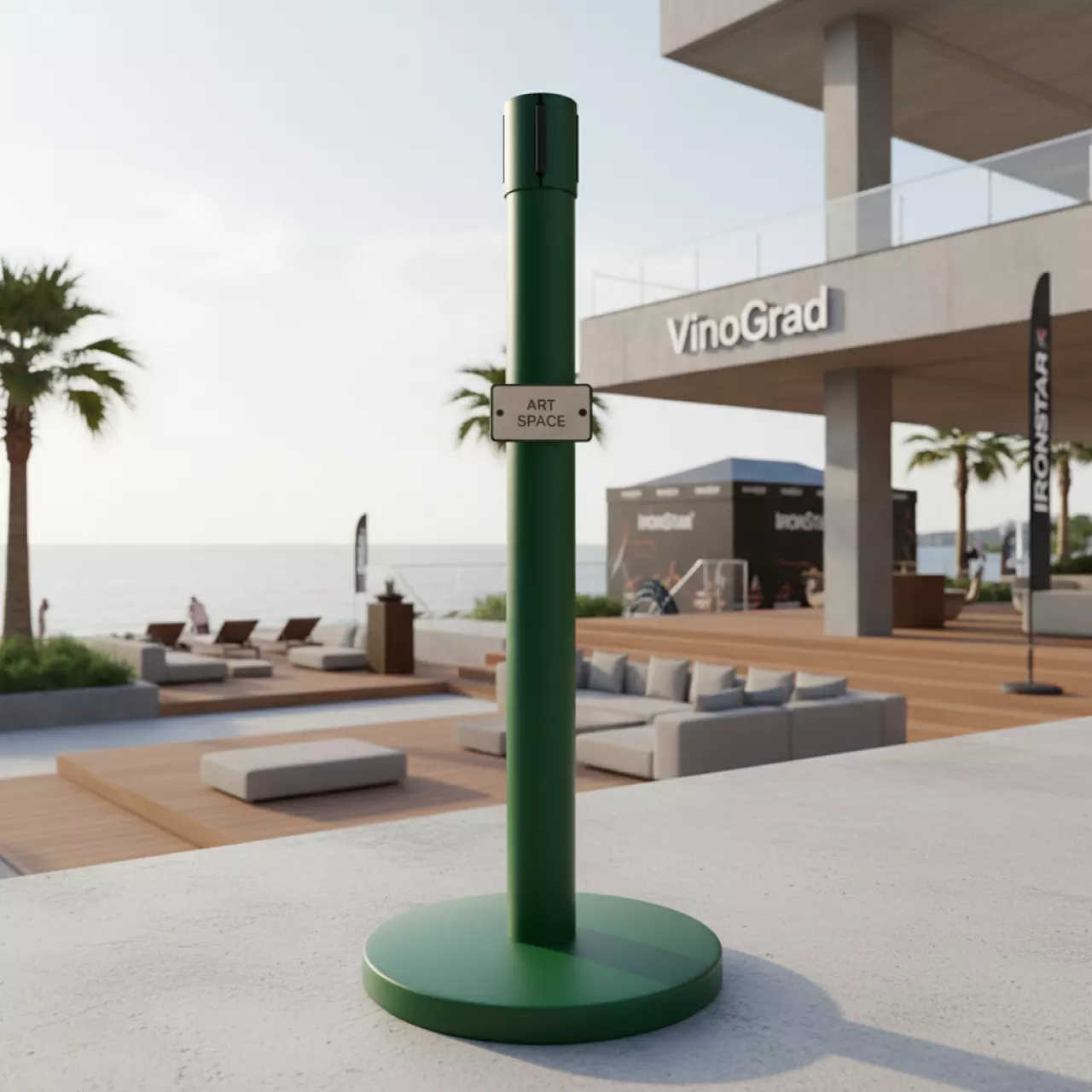 Аренда Столбик оградительный barrier зеленый в пляжном комплексе VinoGrad — ART SPACE