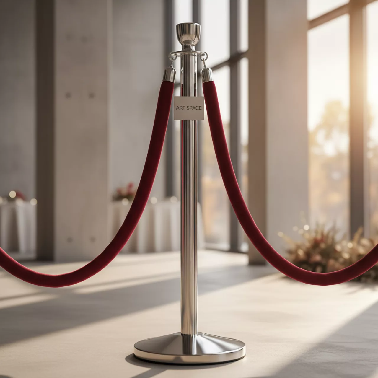 Аренда Столбик серебряный 96 см с канатом в Radisson Blu Resort & Congress Centre — ART SPACE