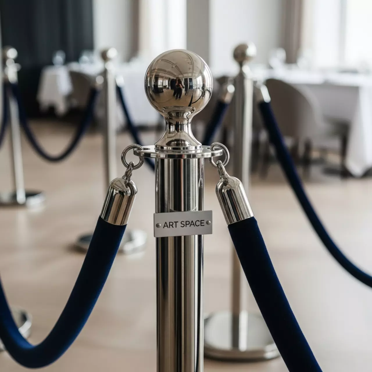 Аренда Столбики хромированные с канатом в ресторане «Магадан» — ART SPACE