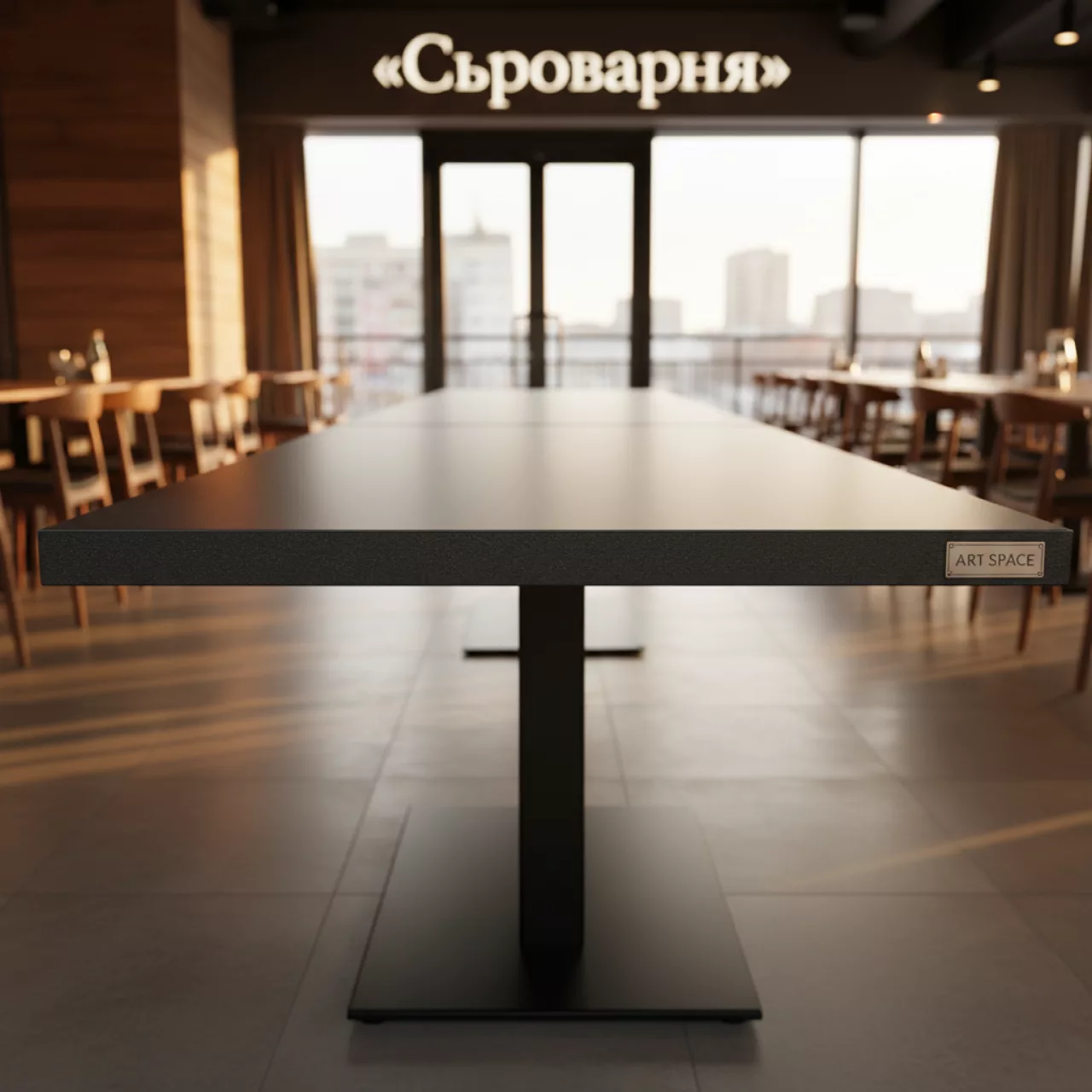 Аренда Столешница Compact Laminate прямоугольная для подстолья Nemo Double в ресторане «Сыроварня» — ART SPACE