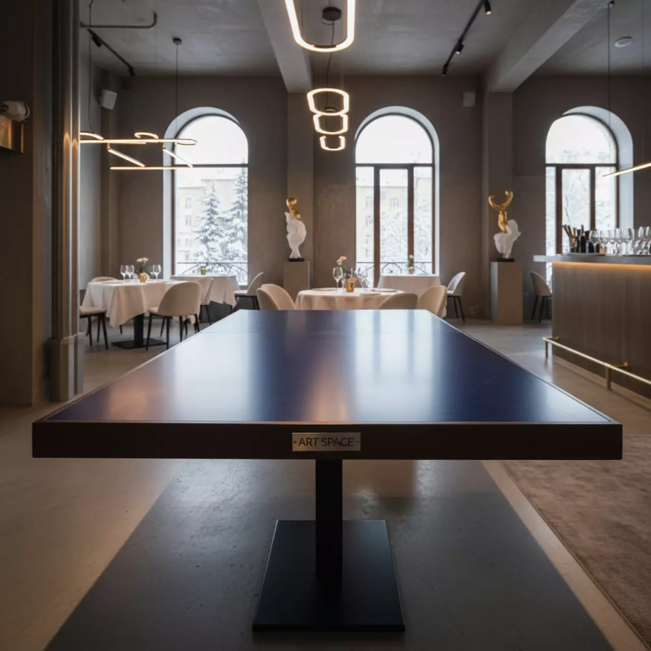 Аренда Столешница HPL прямоугольная 37 мм с кромкой ПВХ в ресторане «Баран-Рапан» — ART SPACE