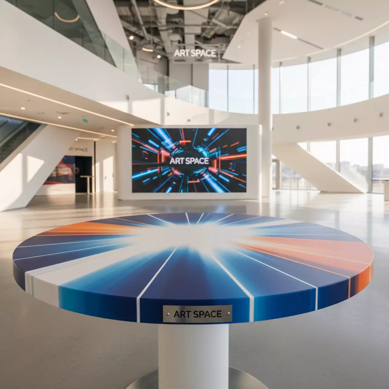 Аренда Столешница круглая HPL 25 мм с кромкой ПВХ диаметр 1000 мм в Omega Sirius — ART SPACE