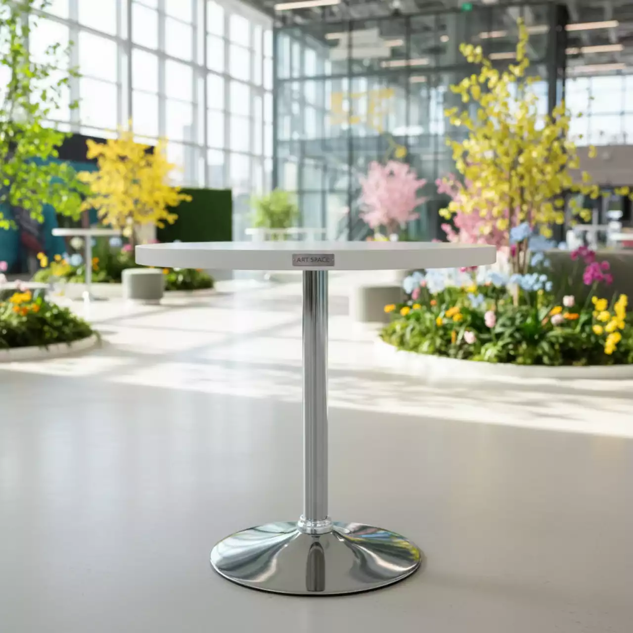 Аренда Столешница круглая Werzalit D800 белая в ледовой арене «Шайба» — ART SPACE