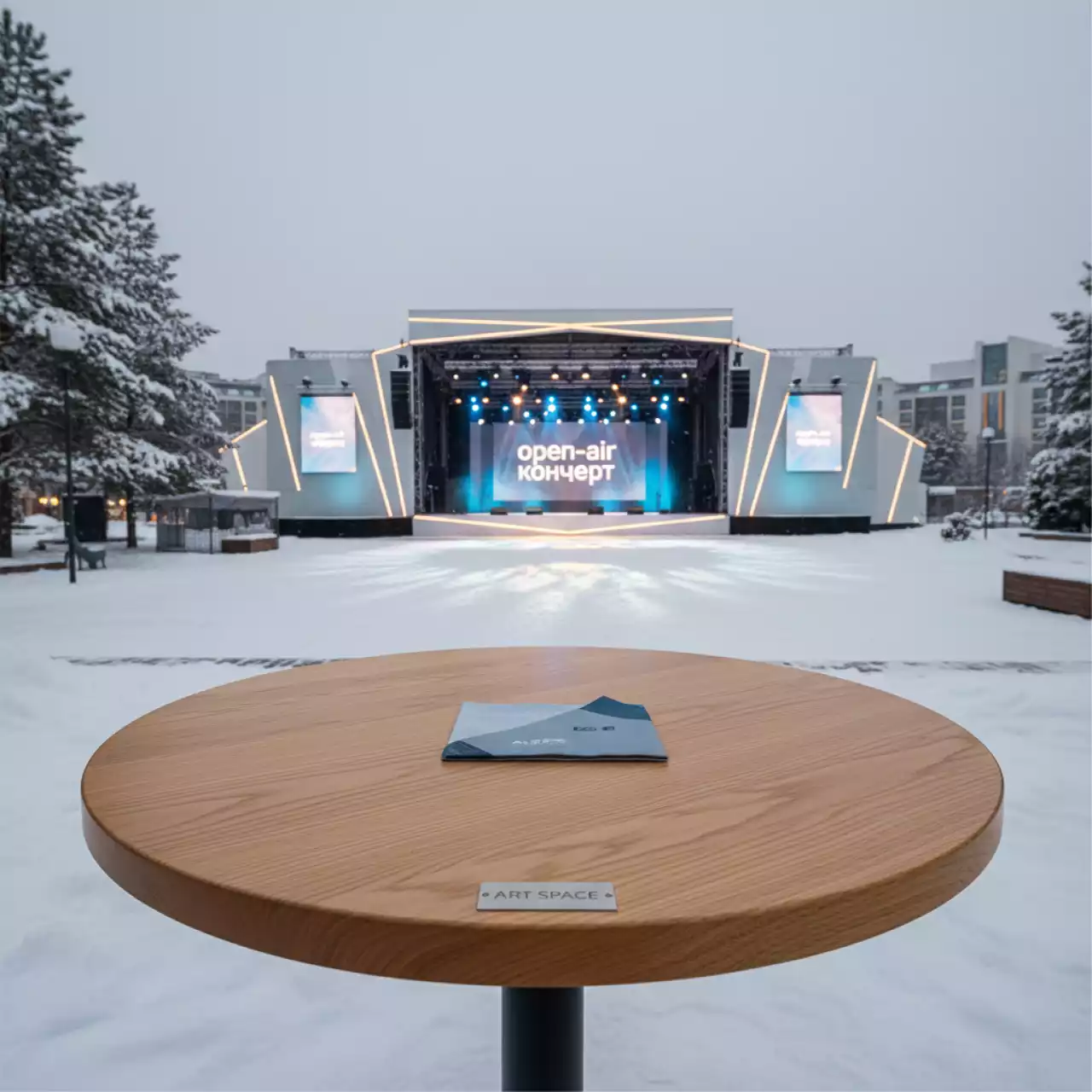 Аренда Столешница круглая Werzalit D 800 бук в Сочи Парк Отеле — ART SPACE