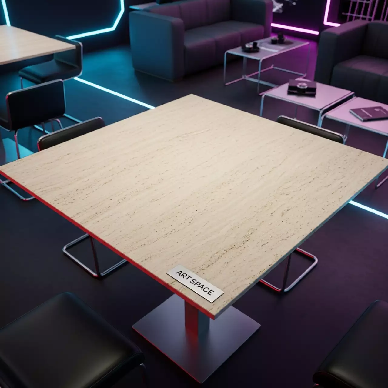 Аренда Столешница квадратная травертин Werzalit 800х800 в Gamma Sirius — ART SPACE