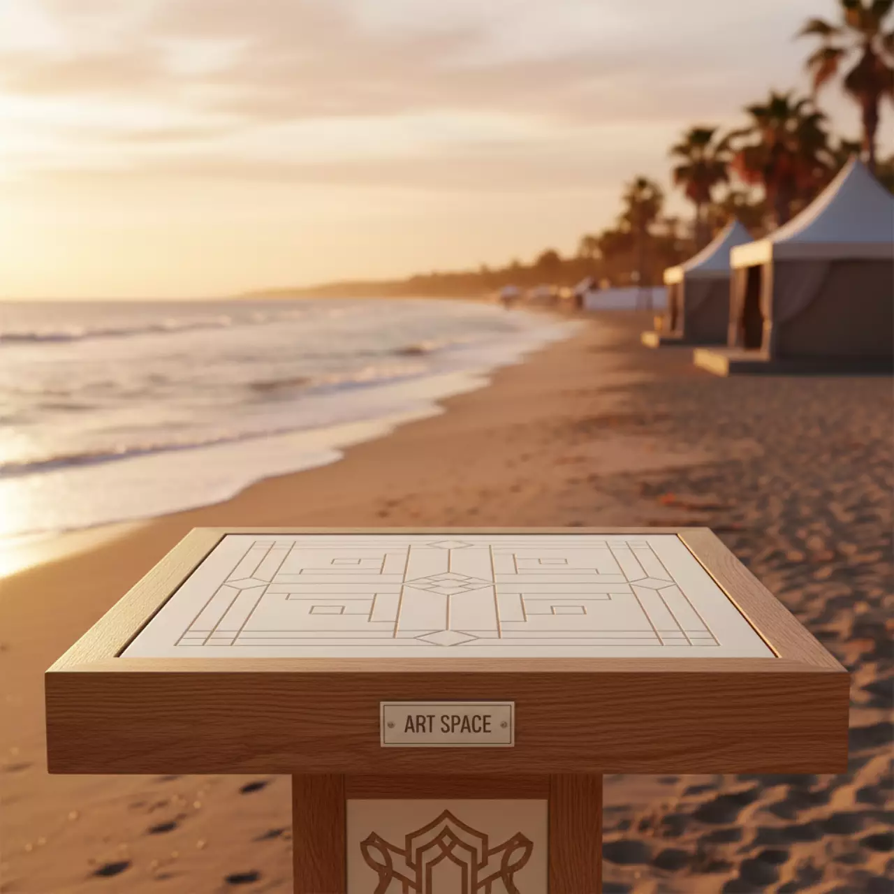 Аренда Столешница Окала 60 квадратная дуб керамика на пляже «Мандарин» — ART SPACE