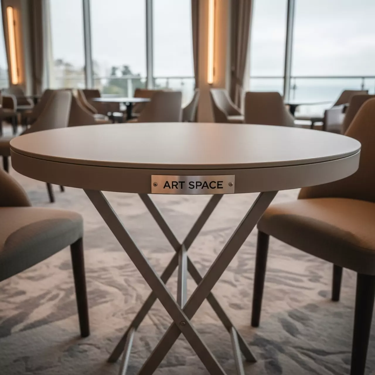 Аренда Столешница пластиковая круглая для подстолья Dodo Domino Folding в Pullman Sochi Centre — ART SPACE