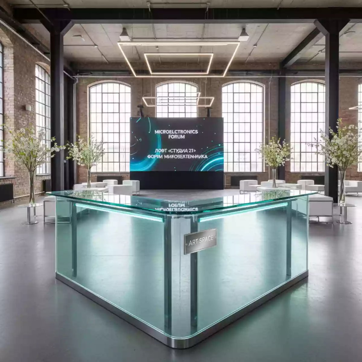 Аренда Столешница стеклянная для барной стойки Jumbo Corner Top в лофте «Студия 21» — ART SPACE