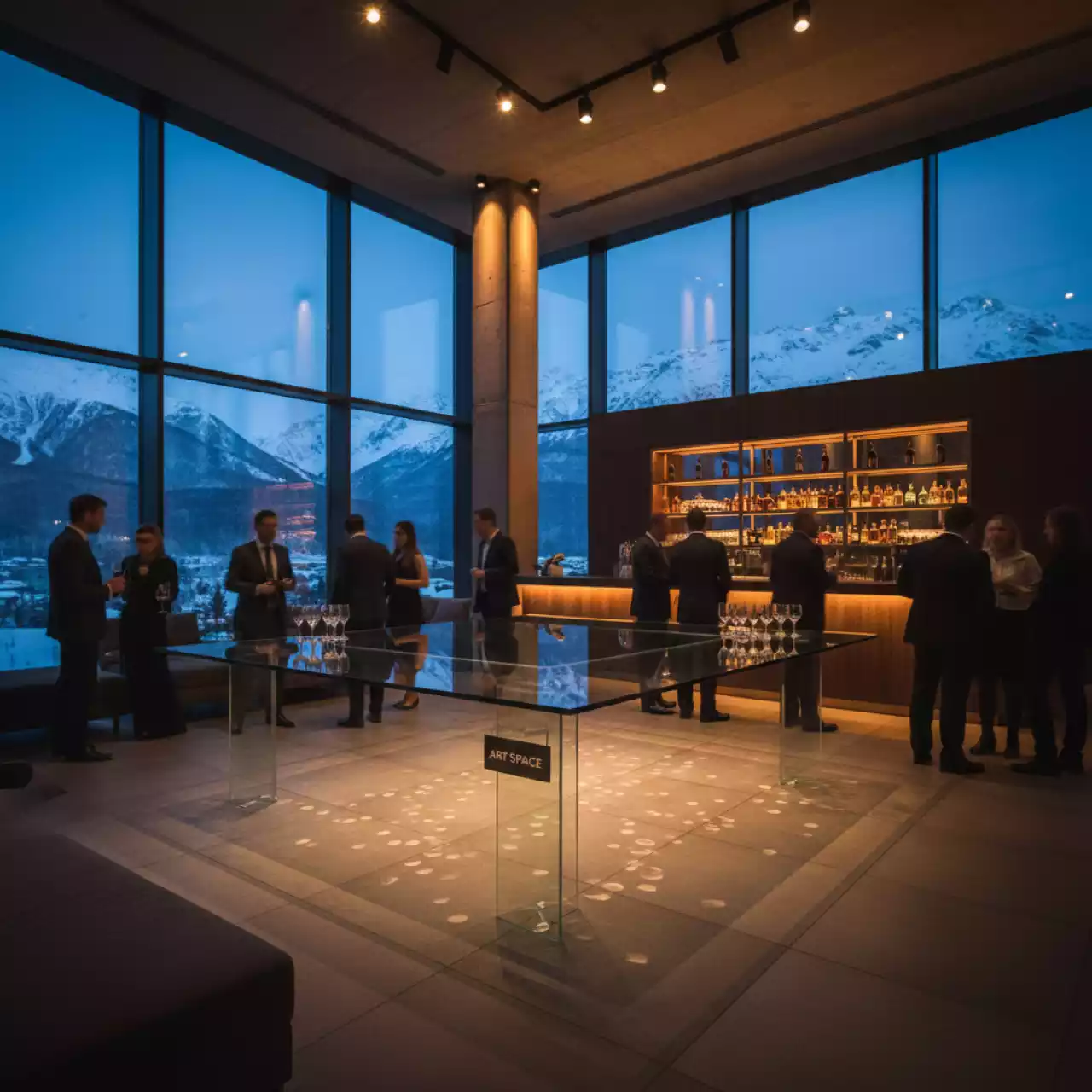 Аренда Столешница стеклянная для барной стойки Snack Bar Desk в Sochi Marriott Krasnaya Polyana – Идеальное решение для вашей частной вечеринки — ART SPACE