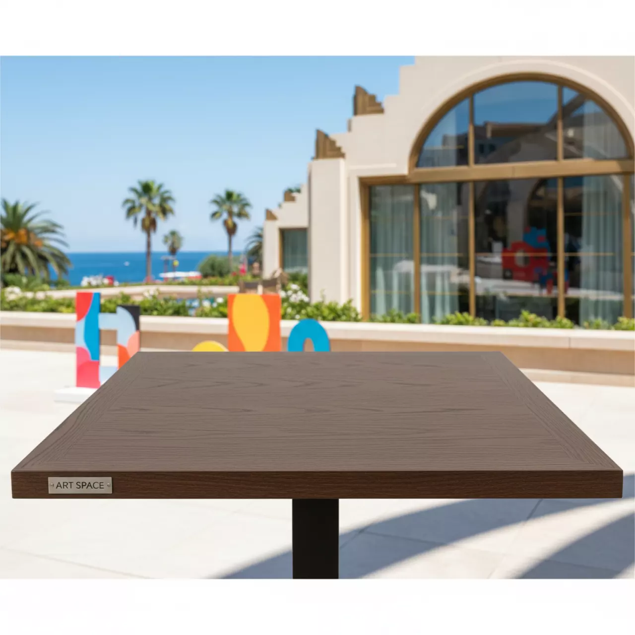 Аренда Столешница Werzalit квадратная 700х700 темный дуб в Cosmos Sochi Hotel — ART SPACE