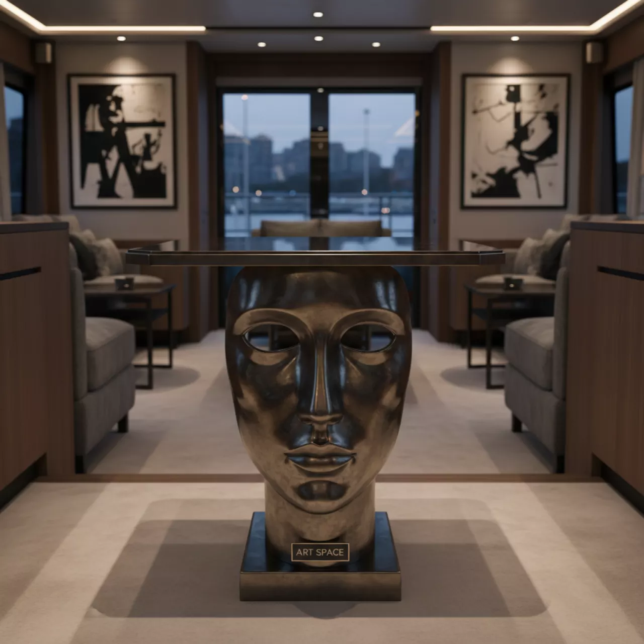 Аренда Столик декоративный Golden Face на VIP-яхте (Имеретинский порт) — ART SPACE