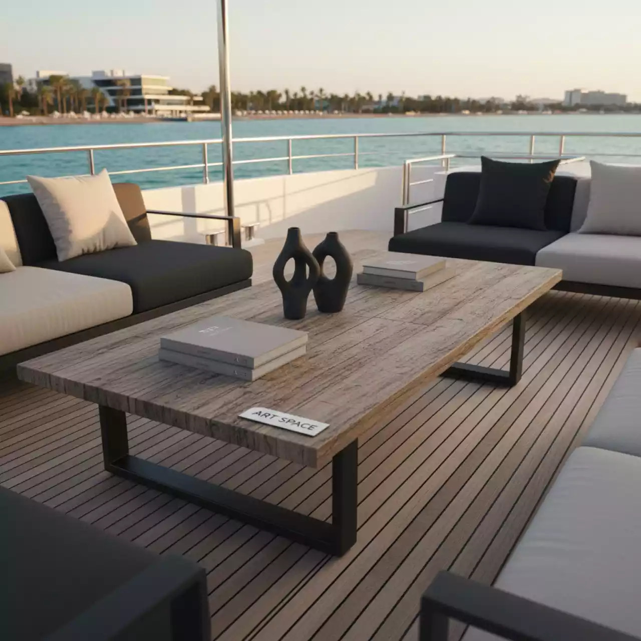 Аренда Столик деревянный кофейный Nasty на VIP-яхте (Имеретинский порт) — ART SPACE