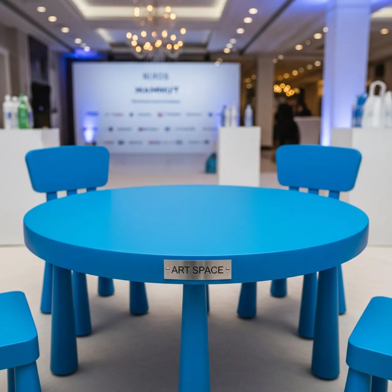 Аренда Столик детский Маммут голубой круглый Ø 85 см в Rixos Krasnaya Polyana — ART SPACE