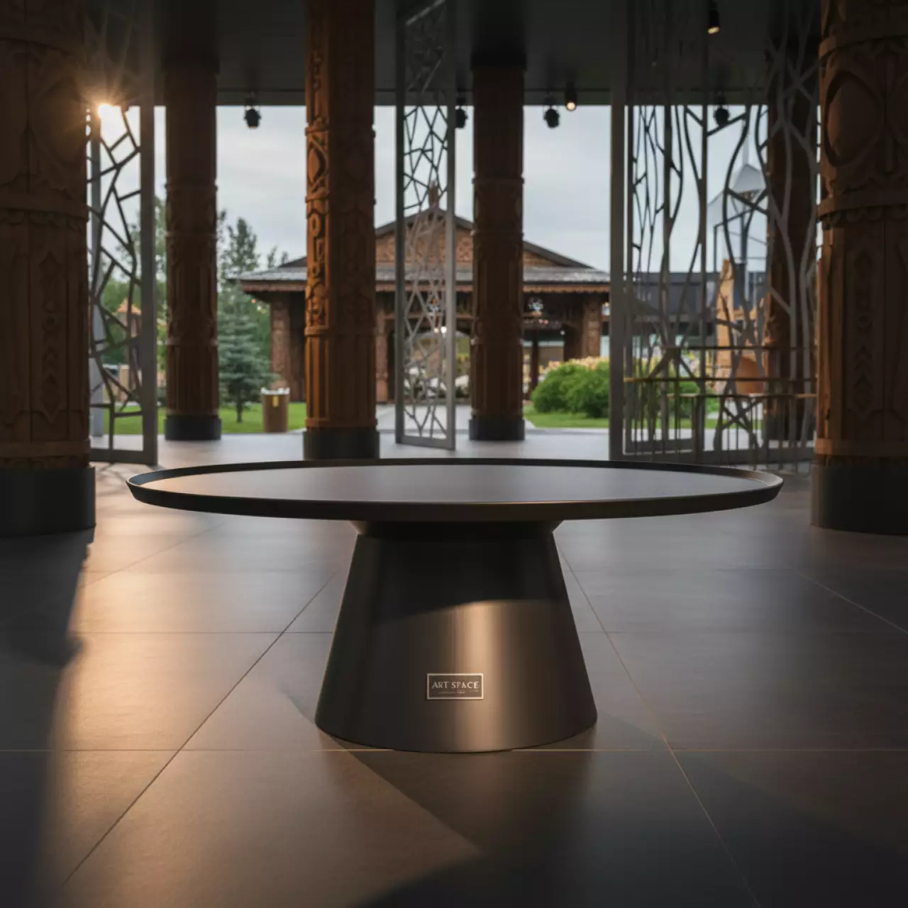 Аренда Столик кофейный из литого алюминия Milan в этно-парке «Моя Россия» — ART SPACE