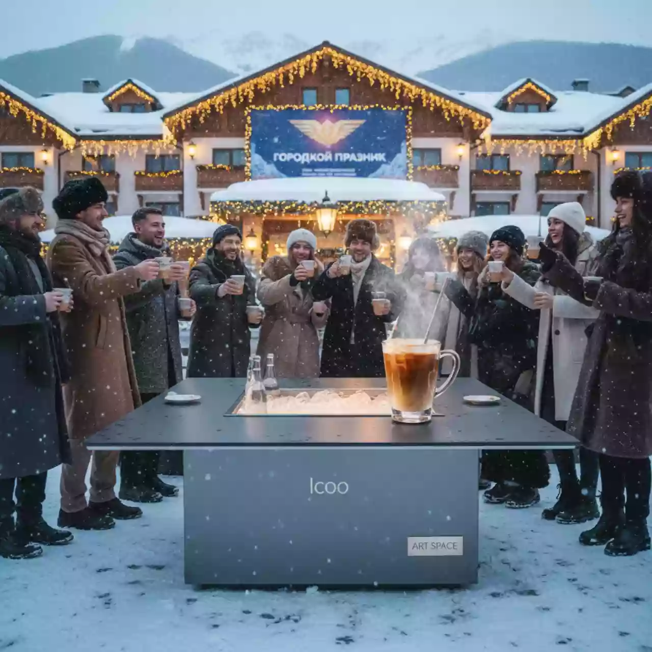 Аренда Столик кофейный металлический с контейнером для льда Icoo в Golden Tulip Rosa Khutor — ART SPACE