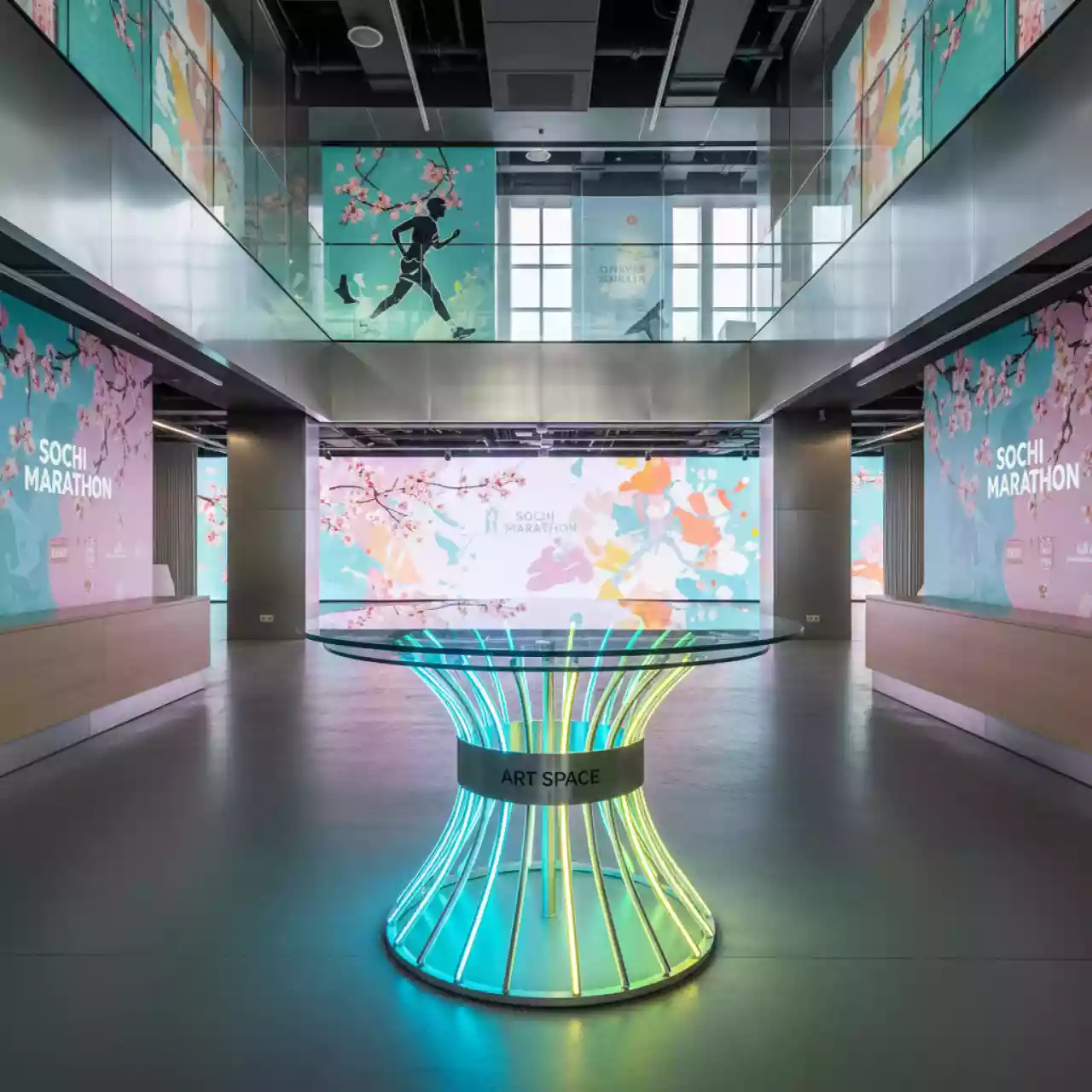 Аренда Столик круглый светящийся коктейльный в Ледовом дворце «Айсберг» — ART SPACE