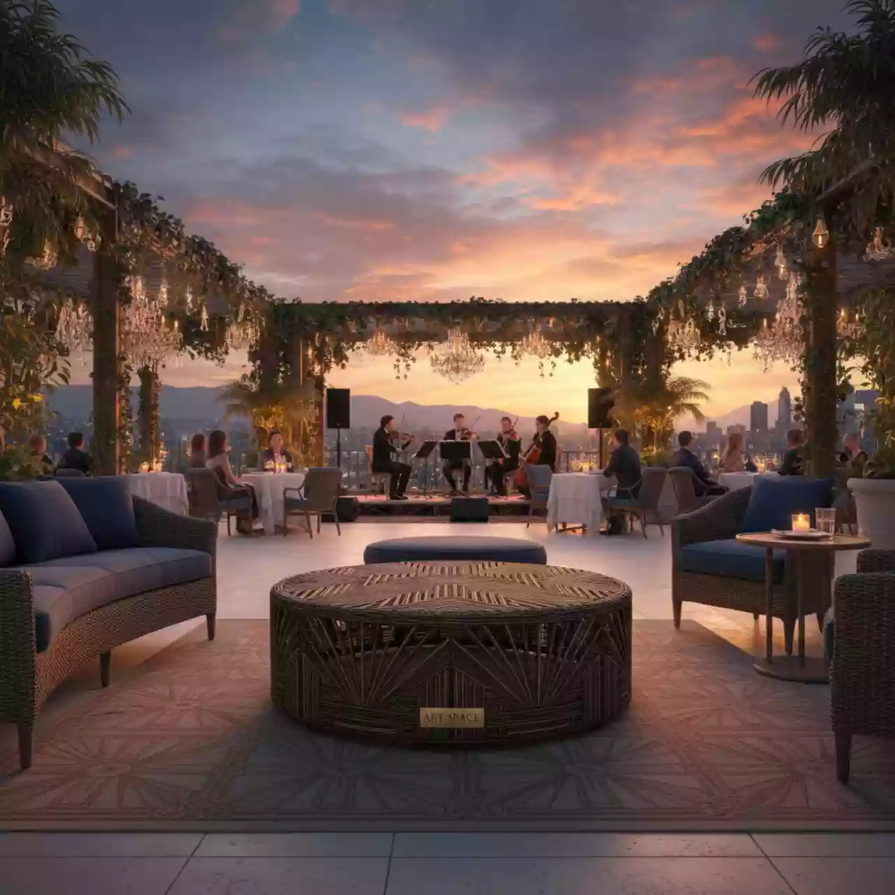 Аренда Столик пуфик ROTANG LUX MALAGA в ресторане «Brunello» — ART SPACE