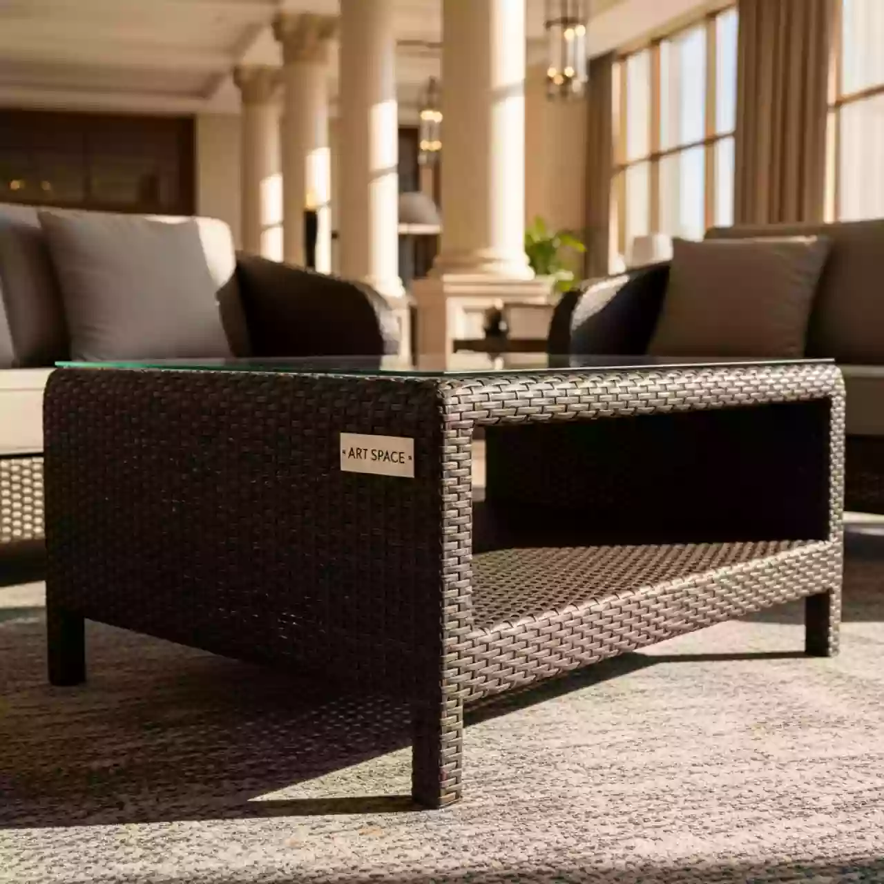 Аренда Столик журнальный Барселона искусственный ротанг коричневый в Cosmos Sochi Hotel — ART SPACE