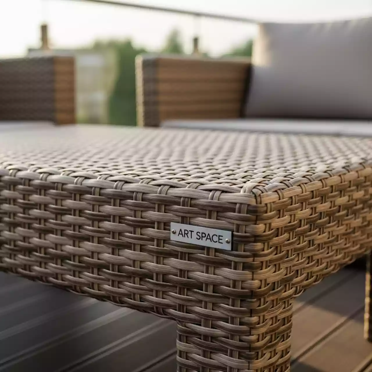 Аренда Столик журнальный бежево коричневый из искусственного ротанга Bavaria 110х55 в Rodina Grand Hotel & SPA — ART SPACE