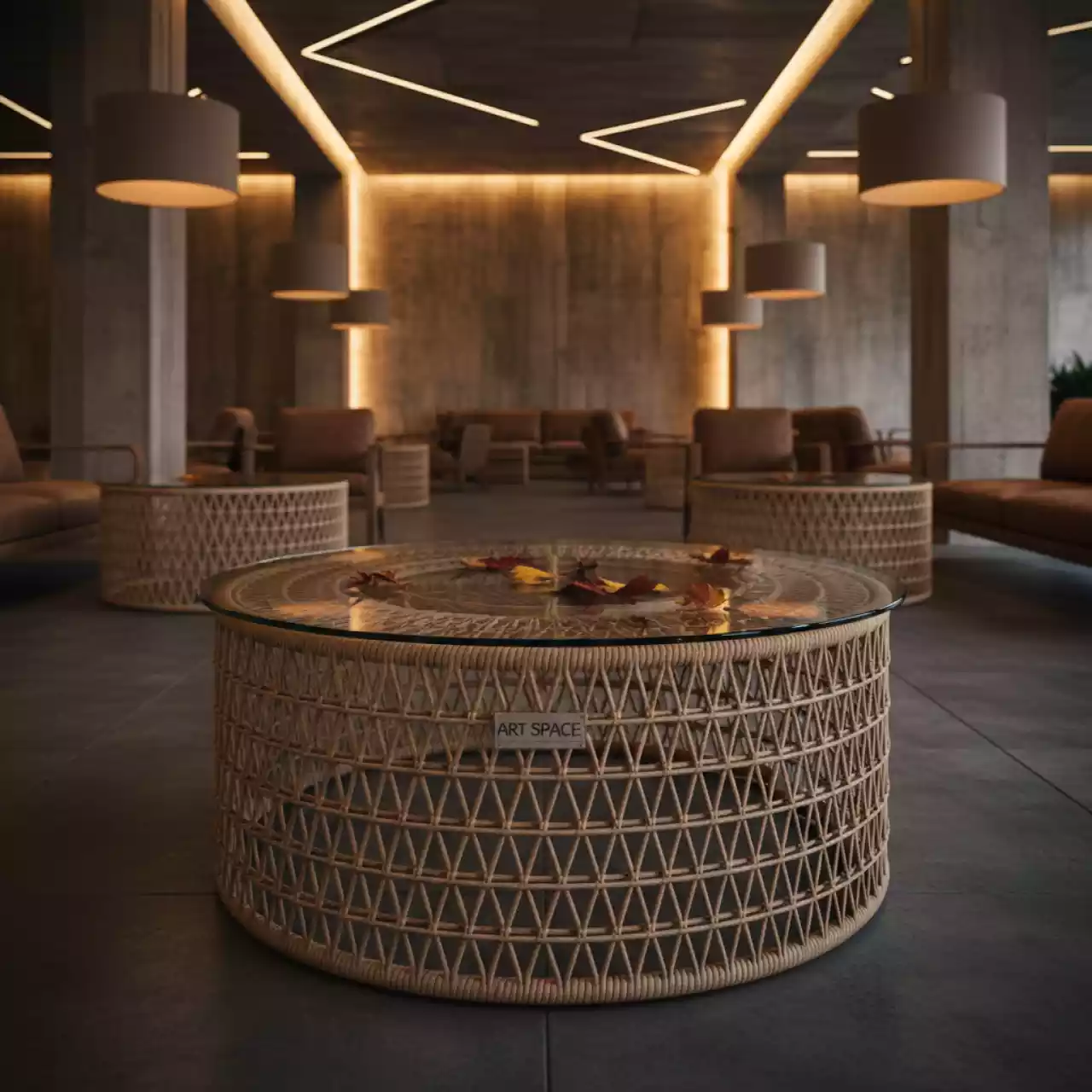 Аренда Столик журнальный из искусственного ротанга бежевый Кон Панна в Mantera Supreme — ART SPACE