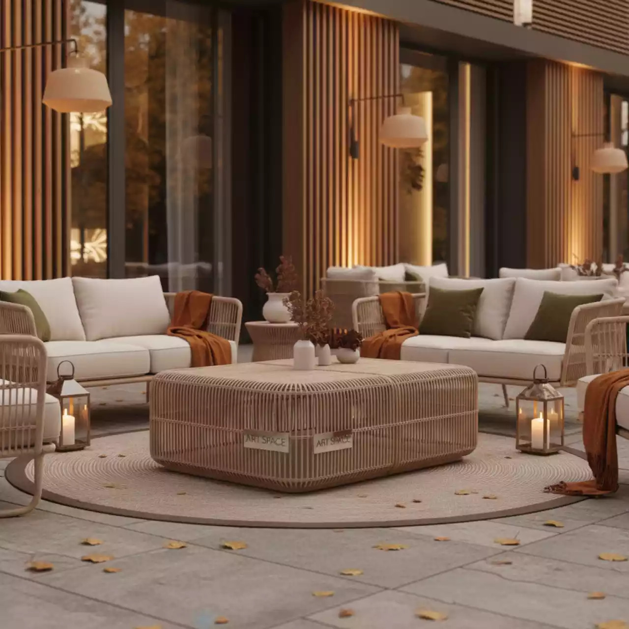 Аренда Столик журнальный из искусственного ротанга Валенсия соломенный цвет в санатории «Русь» — ART SPACE