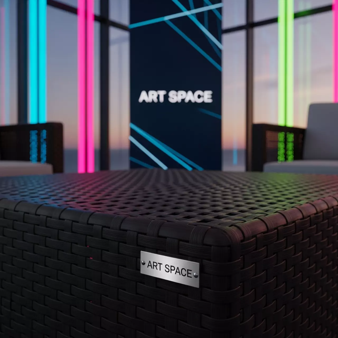 Аренда Столик журнальный из пластика под искусственный ротанг тёмно коричневый Ялта в Pullman Sochi Centre — ART SPACE